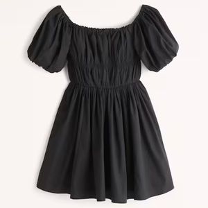 NWT Abercrombie Black Off-The-Shoulder Puff Sleeve Mini Dress